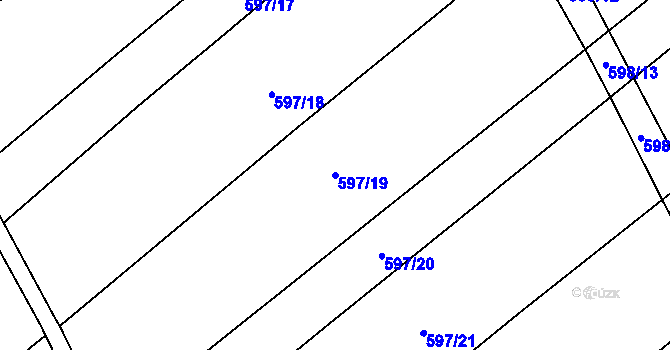 Parcela st. 597/19 v KÚ Uhřice, Katastrální mapa