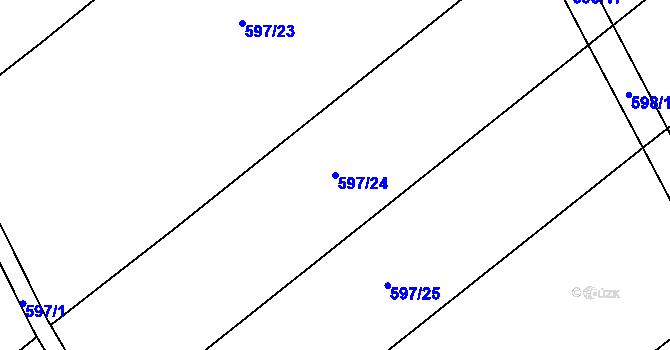 Parcela st. 597/24 v KÚ Uhřice, Katastrální mapa