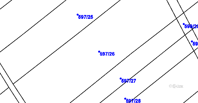 Parcela st. 597/26 v KÚ Uhřice, Katastrální mapa