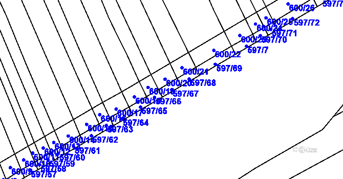 Parcela st. 597/67 v KÚ Uhřice, Katastrální mapa