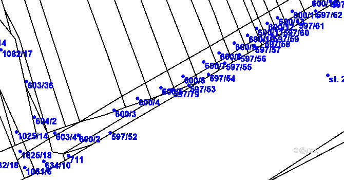 Parcela st. 597/79 v KÚ Uhřice, Katastrální mapa