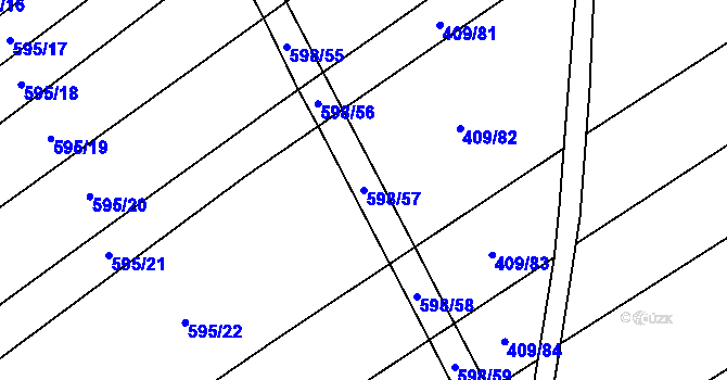 Parcela st. 598/57 v KÚ Uhřice, Katastrální mapa