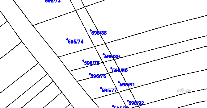 Parcela st. 598/89 v KÚ Uhřice, Katastrální mapa