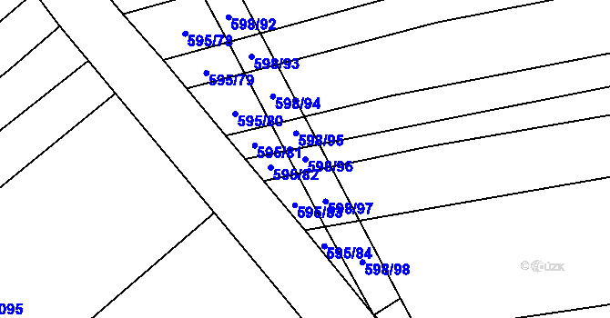 Parcela st. 598/96 v KÚ Uhřice, Katastrální mapa