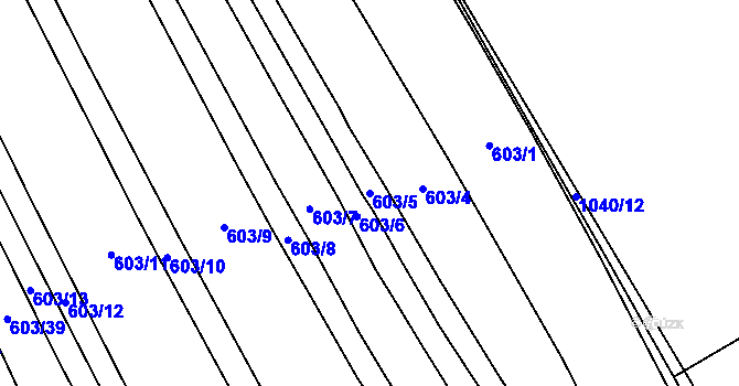 Parcela st. 603/5 v KÚ Uhřice, Katastrální mapa