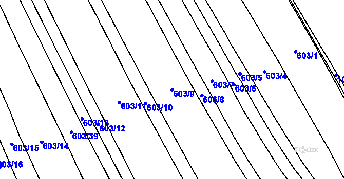 Parcela st. 603/9 v KÚ Uhřice, Katastrální mapa