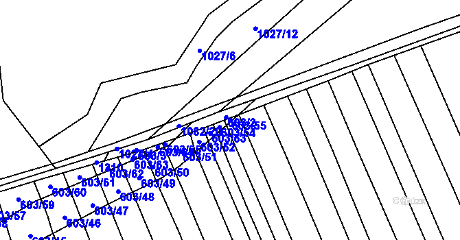 Parcela st. 603/55 v KÚ Uhřice, Katastrální mapa