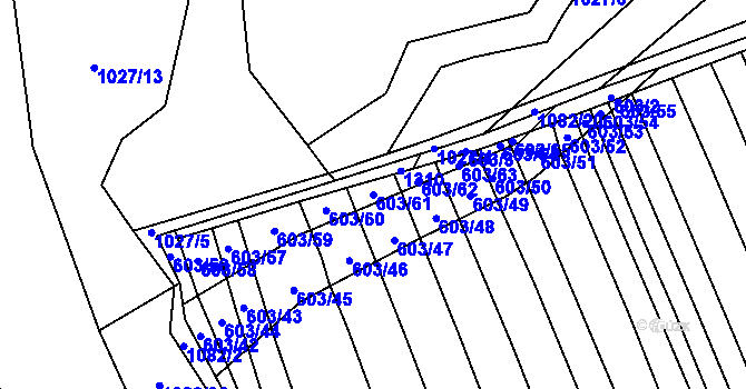 Parcela st. 603/61 v KÚ Uhřice, Katastrální mapa