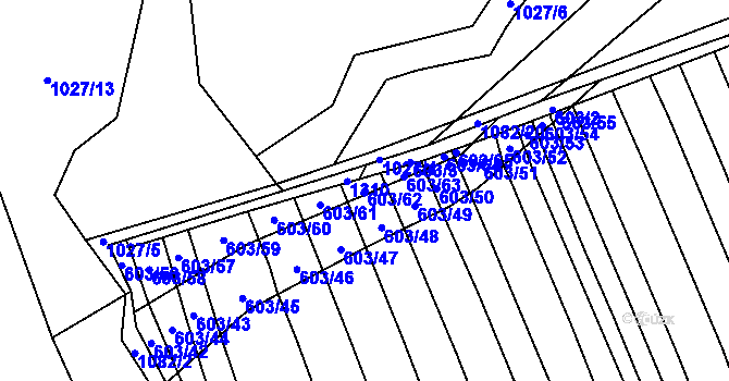 Parcela st. 603/62 v KÚ Uhřice, Katastrální mapa