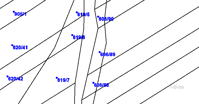 Parcela st. 606/89 v KÚ Uhřice, Katastrální mapa