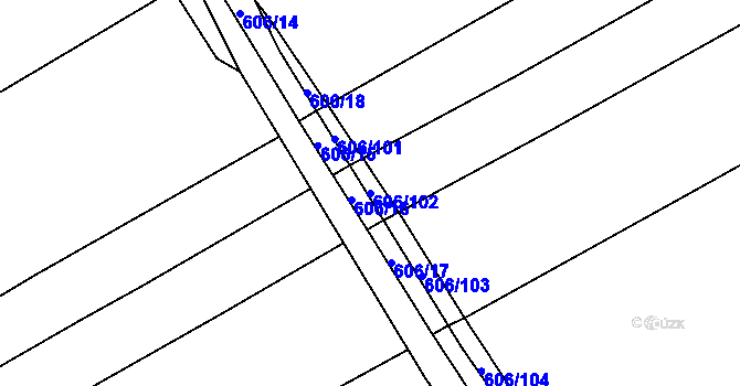 Parcela st. 606/102 v KÚ Uhřice, Katastrální mapa