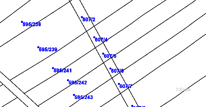 Parcela st. 607/5 v KÚ Uhřice, Katastrální mapa