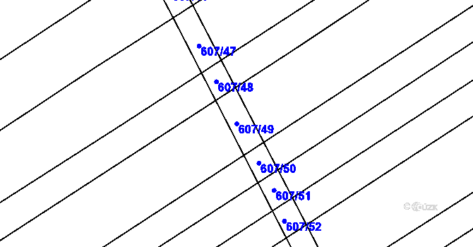 Parcela st. 607/49 v KÚ Uhřice, Katastrální mapa