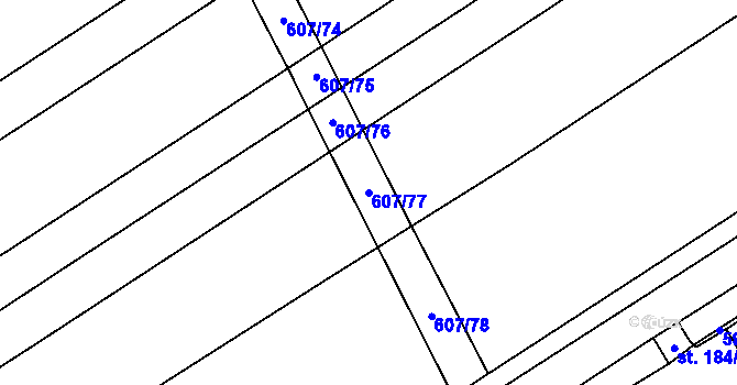 Parcela st. 607/77 v KÚ Uhřice, Katastrální mapa