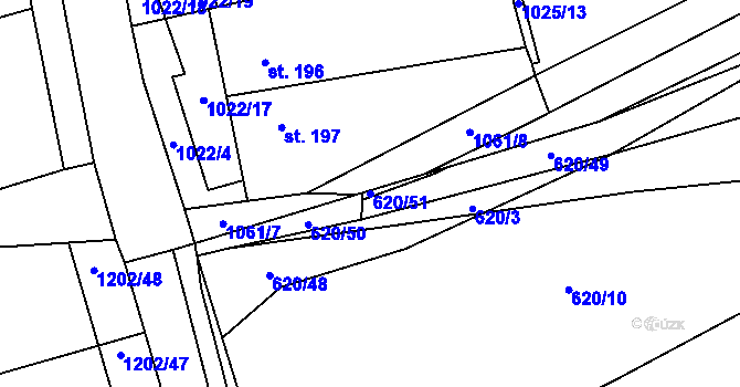 Parcela st. 620/51 v KÚ Uhřice, Katastrální mapa