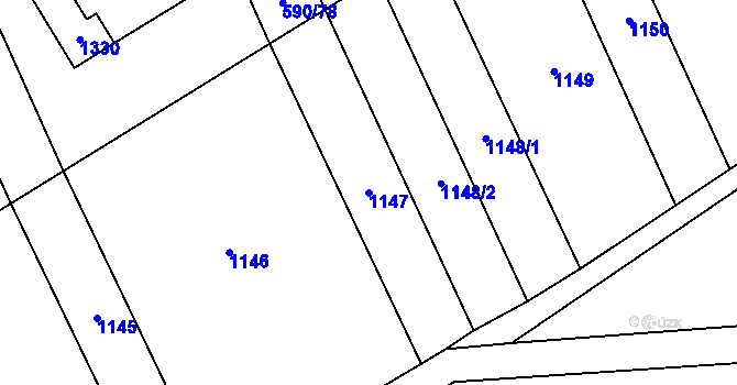 Parcela st. 1147 v KÚ Uhřice, Katastrální mapa