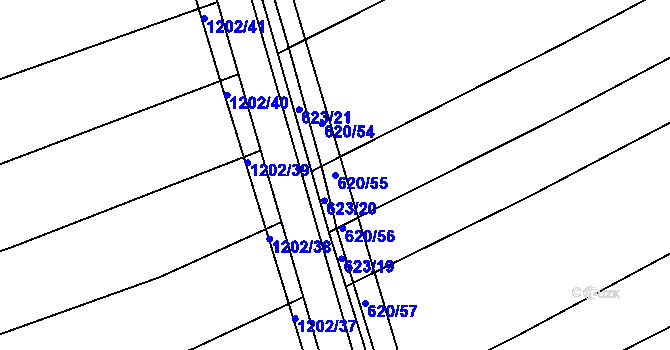 Parcela st. 620/55 v KÚ Uhřice, Katastrální mapa