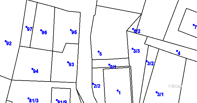 Parcela st. 5 v KÚ Milonice u Lipůvky, Katastrální mapa