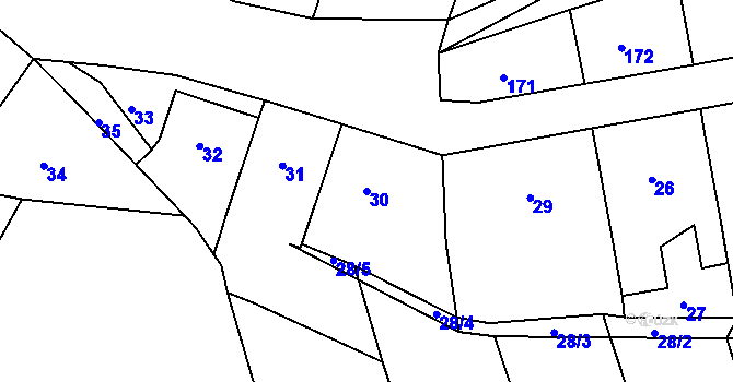 Parcela st. 30 v KÚ Milonice u Lipůvky, Katastrální mapa
