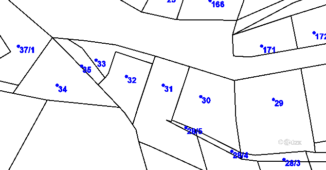 Parcela st. 31 v KÚ Milonice u Lipůvky, Katastrální mapa