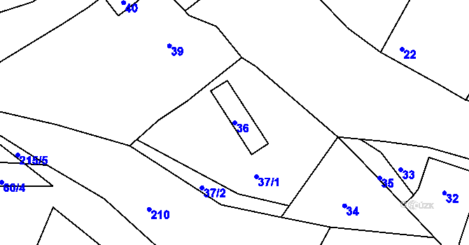 Parcela st. 36 v KÚ Milonice u Lipůvky, Katastrální mapa
