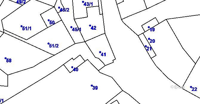 Parcela st. 41 v KÚ Milonice u Lipůvky, Katastrální mapa