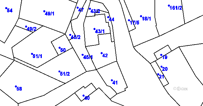 Parcela st. 42 v KÚ Milonice u Lipůvky, Katastrální mapa