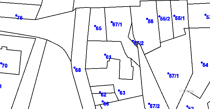 Parcela st. 61 v KÚ Milonice u Lipůvky, Katastrální mapa