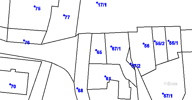 Parcela st. 65 v KÚ Milonice u Lipůvky, Katastrální mapa