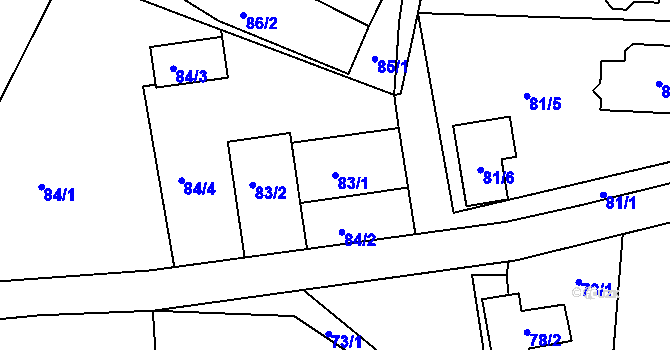 Parcela st. 83/1 v KÚ Milonice u Lipůvky, Katastrální mapa
