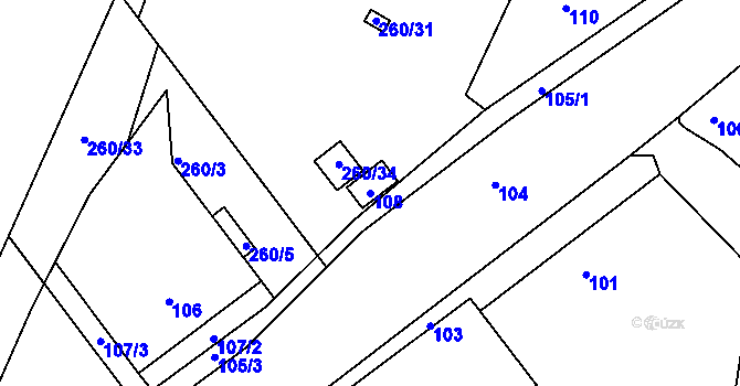 Parcela st. 108 v KÚ Milonice u Lipůvky, Katastrální mapa