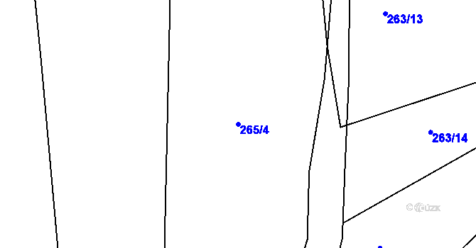 Parcela st. 265/4 v KÚ Milonice u Lipůvky, Katastrální mapa