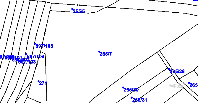 Parcela st. 265/7 v KÚ Milonice u Lipůvky, Katastrální mapa