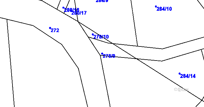Parcela st. 278/9 v KÚ Milonice u Lipůvky, Katastrální mapa