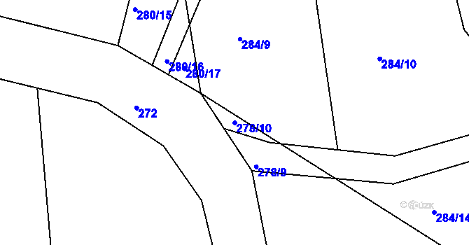 Parcela st. 278/10 v KÚ Milonice u Lipůvky, Katastrální mapa