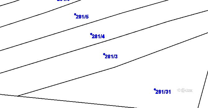 Parcela st. 281/3 v KÚ Milonice u Lipůvky, Katastrální mapa