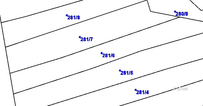 Parcela st. 281/6 v KÚ Milonice u Lipůvky, Katastrální mapa