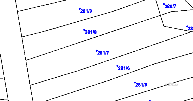 Parcela st. 281/7 v KÚ Milonice u Lipůvky, Katastrální mapa