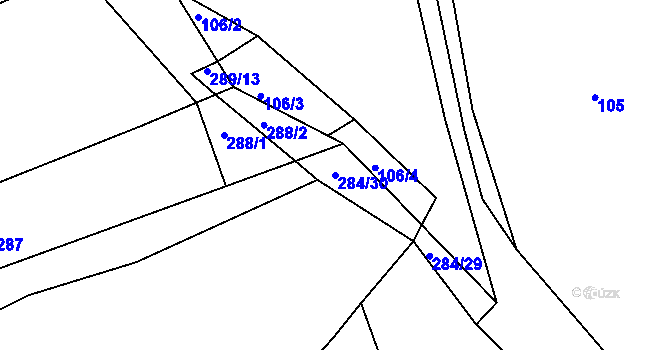 Parcela st. 284/30 v KÚ Milonice u Lipůvky, Katastrální mapa