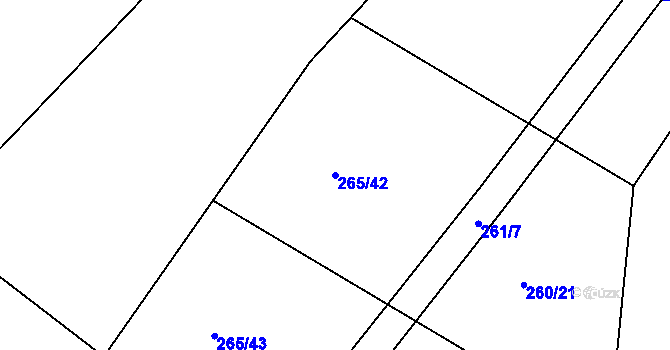 Parcela st. 265/42 v KÚ Milonice u Lipůvky, Katastrální mapa