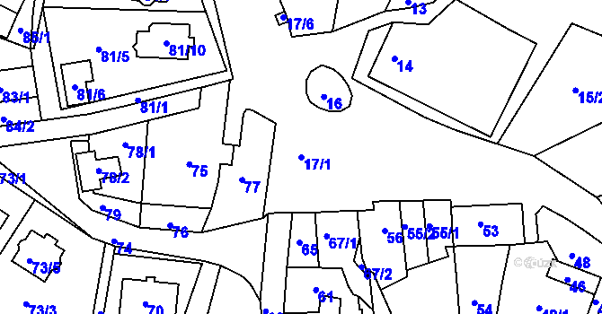 Parcela st. 17/1 v KÚ Milonice u Lipůvky, Katastrální mapa