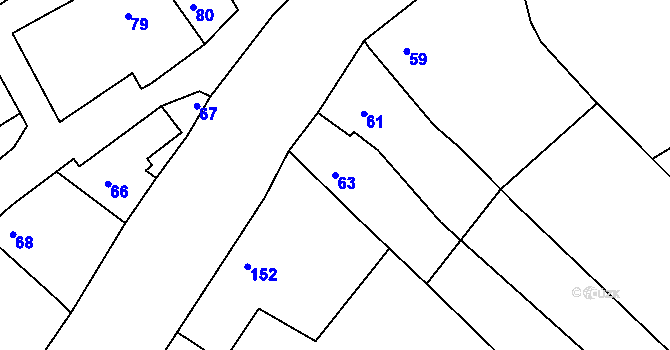 Parcela st. 63 v KÚ Závist, Katastrální mapa