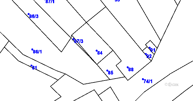 Parcela st. 84 v KÚ Závist, Katastrální mapa
