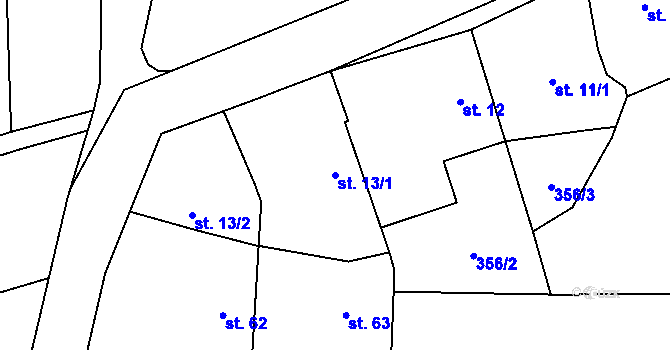 Parcela st. 13/1 v KÚ Miloňovice, Katastrální mapa