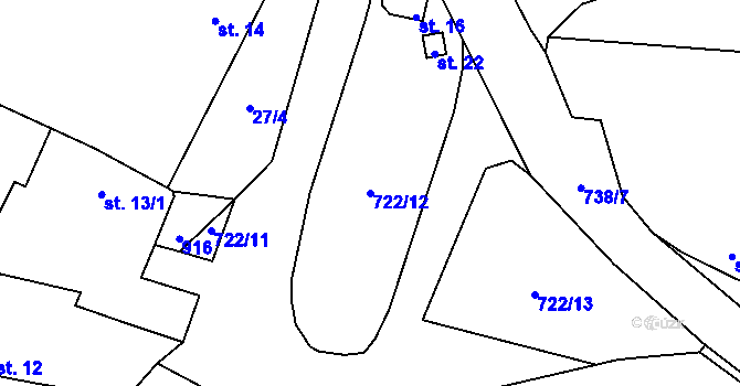 Parcela st. 722/12 v KÚ Sudkovice, Katastrální mapa