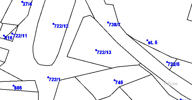 Parcela st. 722/13 v KÚ Sudkovice, Katastrální mapa