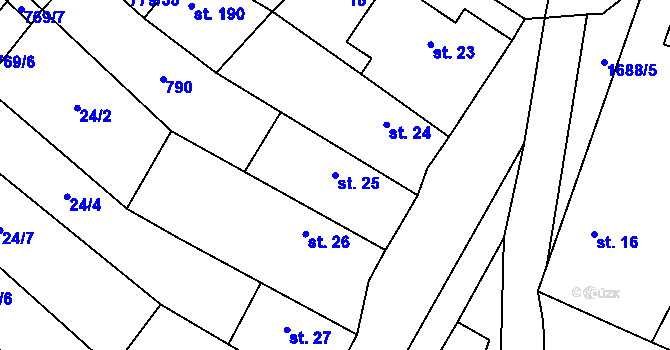 Parcela st. 25 v KÚ Milostín, Katastrální mapa