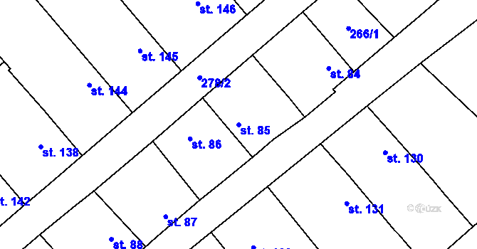 Parcela st. 85 v KÚ Milostín, Katastrální mapa