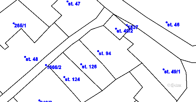Parcela st. 94 v KÚ Milostín, Katastrální mapa