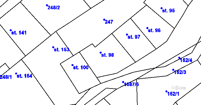 Parcela st. 98 v KÚ Milostín, Katastrální mapa